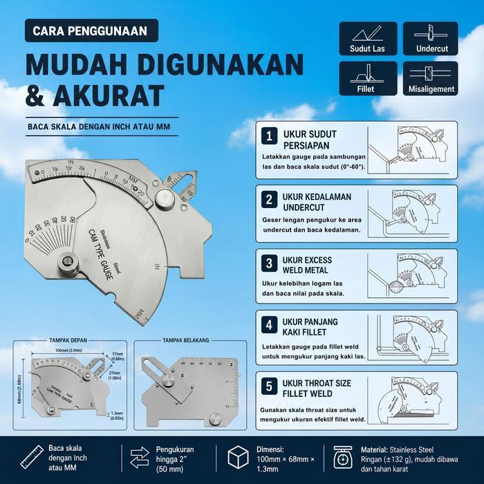 welding inspection gauge welding gauge pengukur fillet hasil las