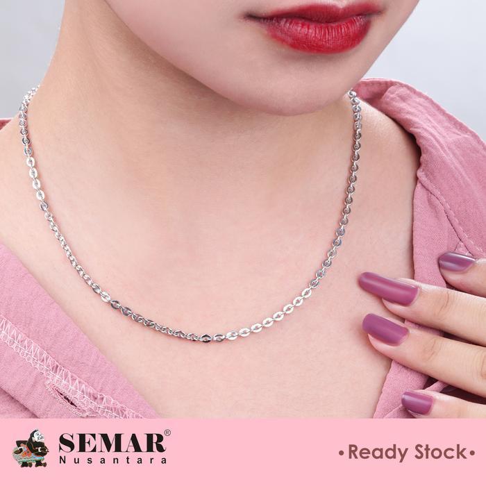 TERLARIS Kalung Emas Rolona Rantai Polos White Gold 10K Semar Nusantara READY