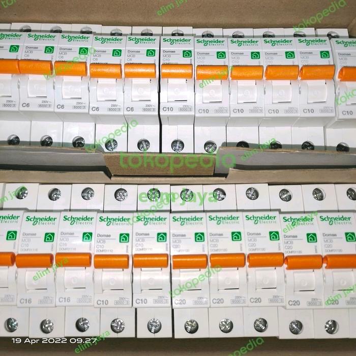 Schneider MCB Sekring Pemutus Arus Listrik DOMAE 6A 10A 16A 20A Original Distributor Resmi Aman &