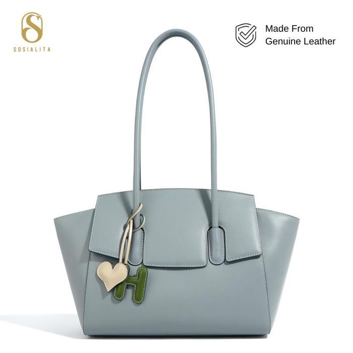 Porter Long Handle Tote Genuine Leather Bag Tas Kulit Asli Tas Kerja Wanita Tas Bahu