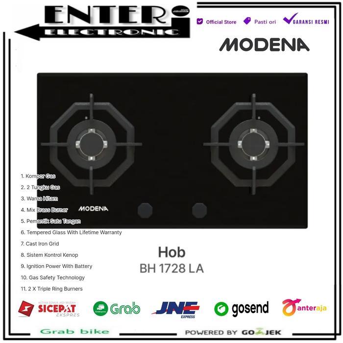 Modena Kompor Gas BH 1728 LA - Tanam 2 Tungku Hitam