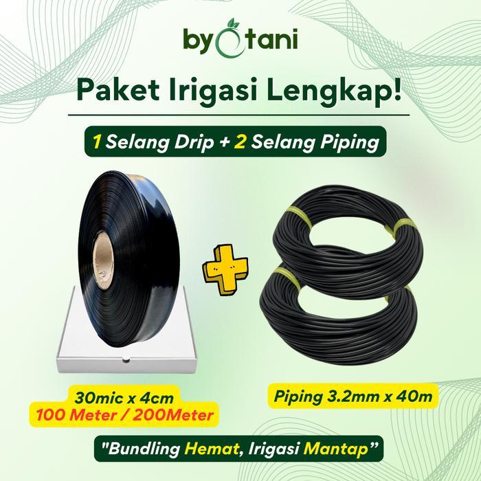 READYY Selang Drip 30 mikron 200 Meter + 2 Selang Piping (Paket Bundling) Pipa irigasiTetesOtomatis