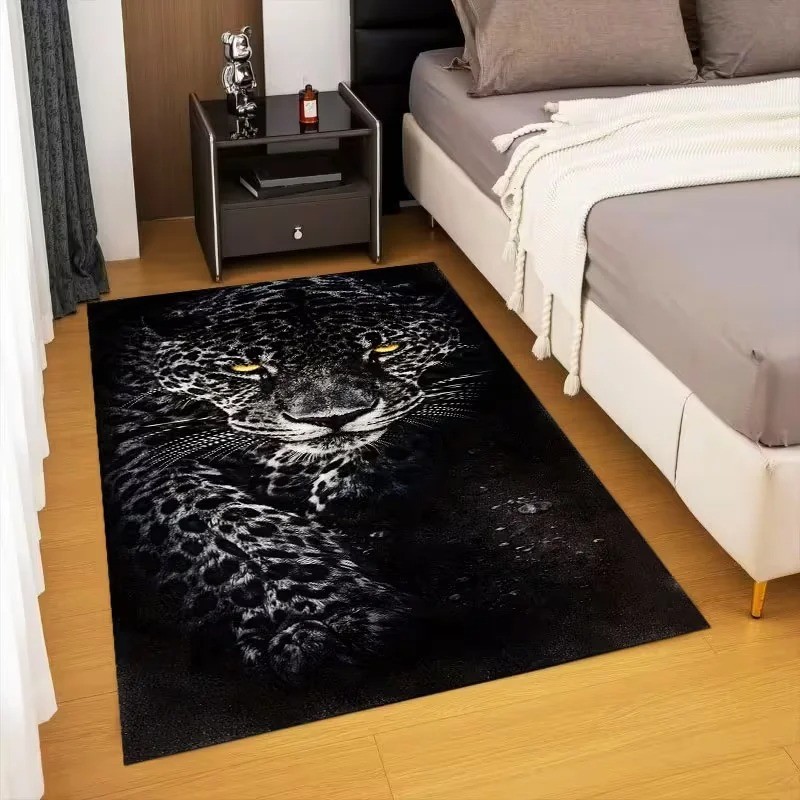 Karpet Ruang Tamu Karpet Dekoratif Ruang Tamu Motif Macan Tutul Hitam Karpet Bertema Hewan Liar Karp