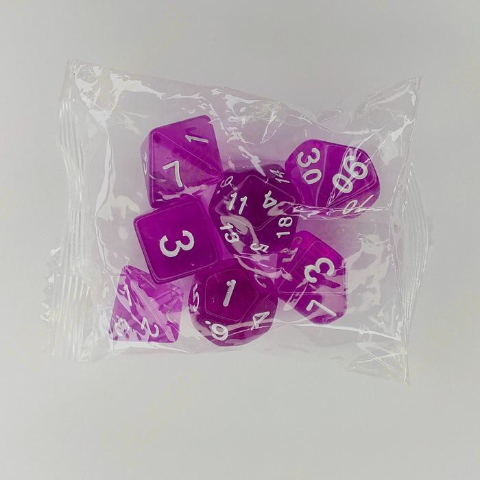 Dadu/Dice DND Polyhedral set isi 7 (Transparent Purple)