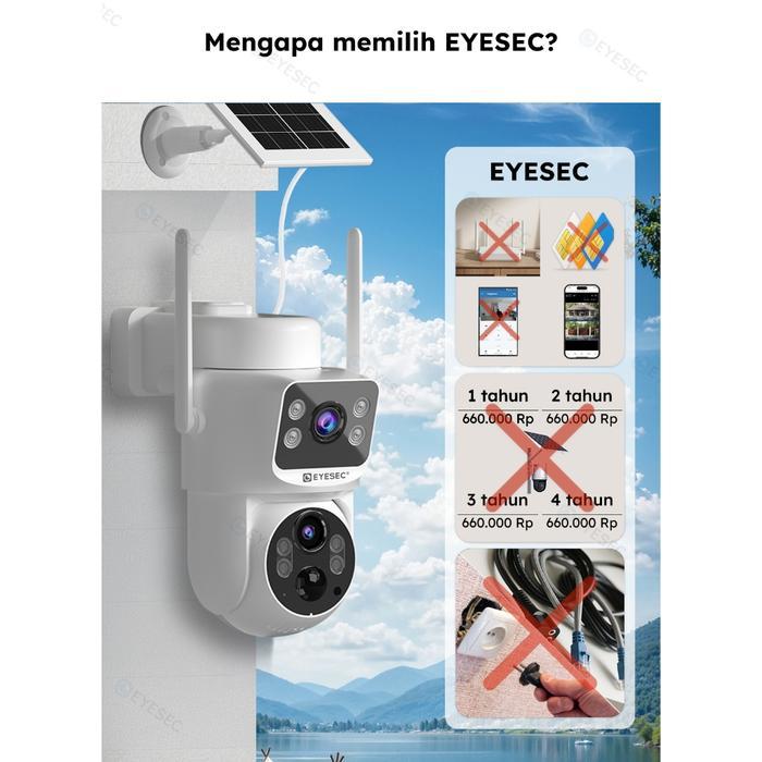 [Kuota 4G GRATIS Tanpa Batas] EYESEC CCTV 4G All Operator 6MP Tenaga Surya CCTV 2 Kamera Outdoor