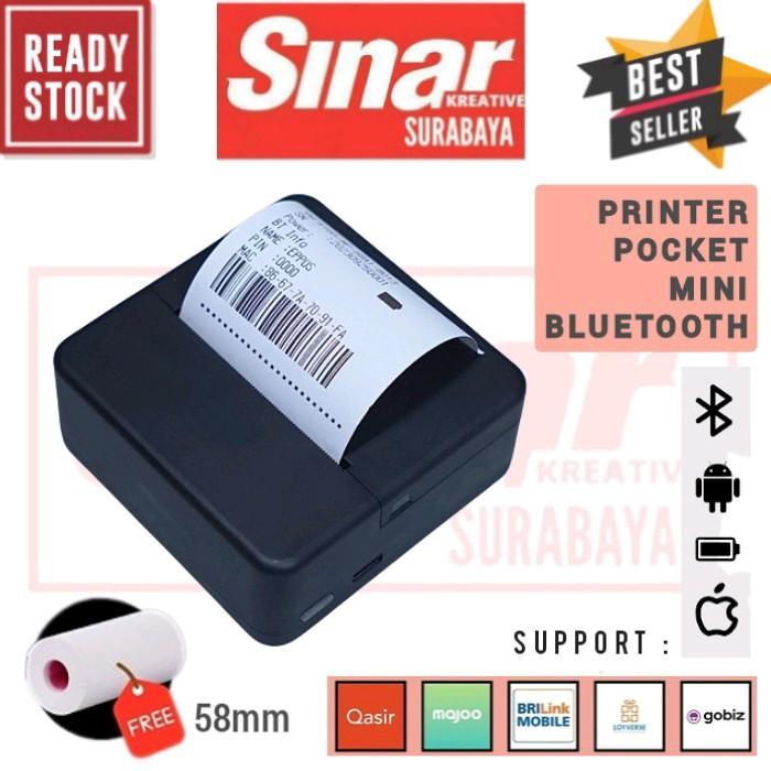 Promo Mini Printer Pocket Bluetooth 5859 Pink Black Blue White Series - Thermal Portable Label