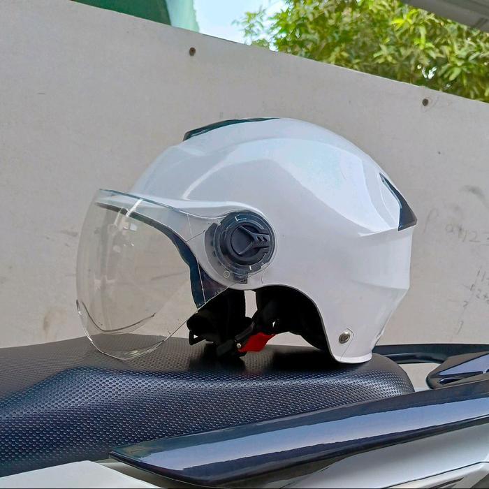 Terbaru Helm Copy Index Polos Style Untuk Berkendara Motor & Sepeda Dengan Visor Transparan -