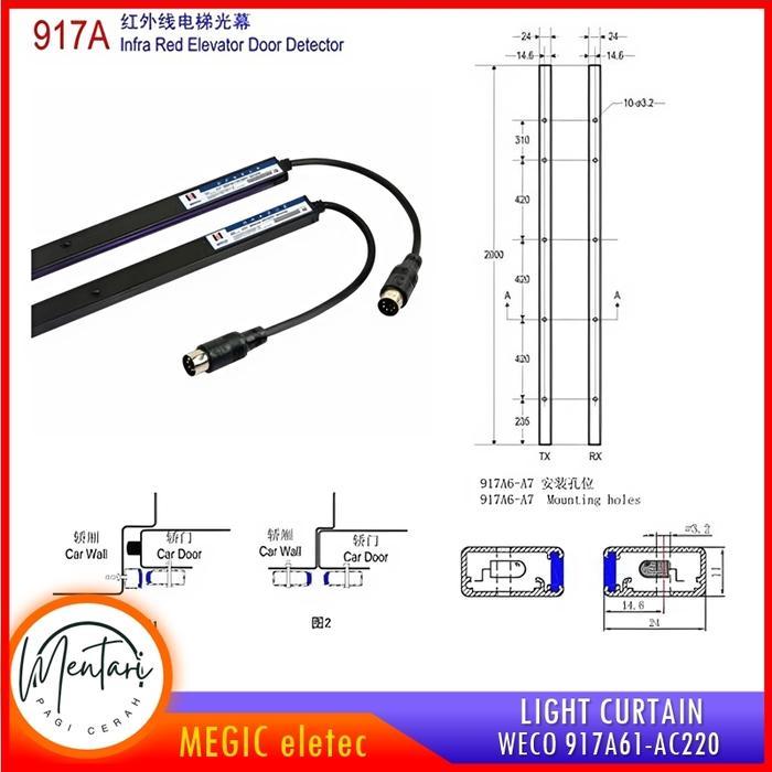 Multi beam door sensor/weco light curtain/elevator door detector 917A
