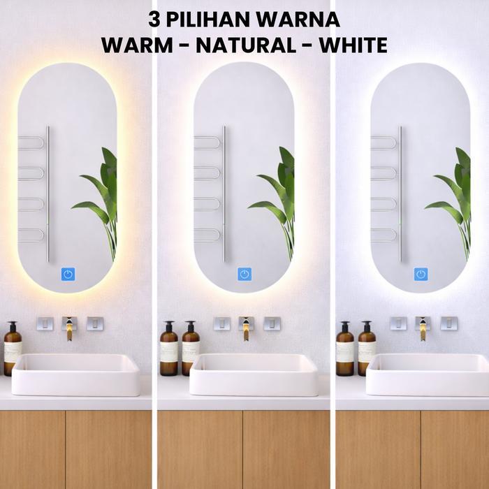 Cermin Kamar Mandi Model Kapsul - Led Touchscreen