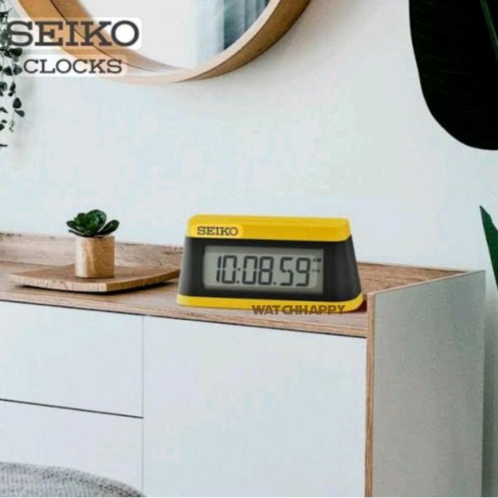 Watchhappy Jam MEJA DIGITAL ALARM SEIKO QHL091Y Selectable 3 Original Alarm Stopwatch Count down