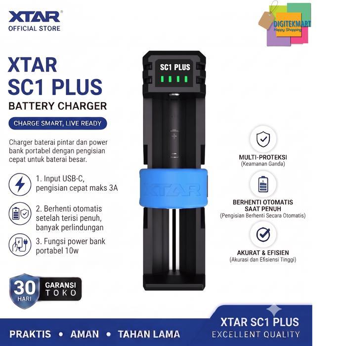 Jeyiistore- Xtar Sc1 Plus Charger Baterai 1 Slot Battery Charger Powerbank [Kode 1Kode 2Kode 3Kode