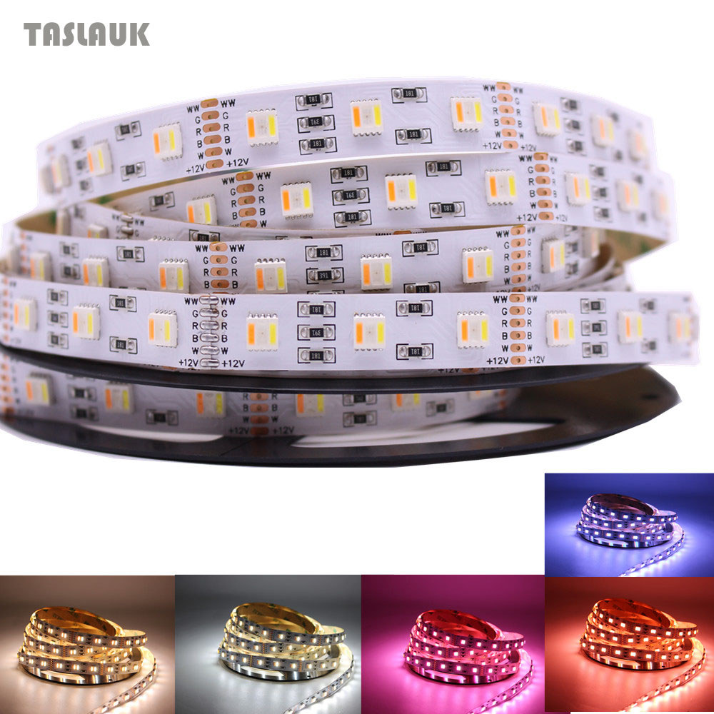 5M DC12V/24V 5050 RGBWW 5 color in 1 led chip flexible LED Strip light RGB+cool White&warm