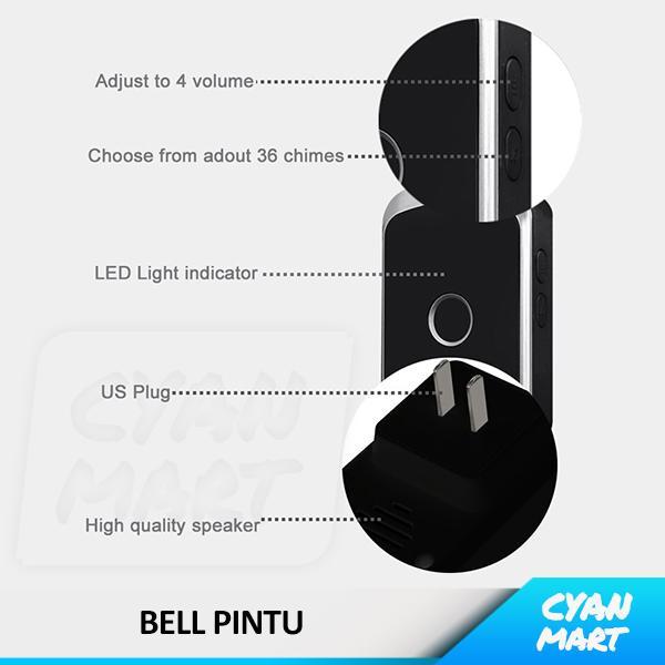BEL PINTU RUMAH CACAZI WIRELESS DOORBELL CORDLESS DOOR BELL