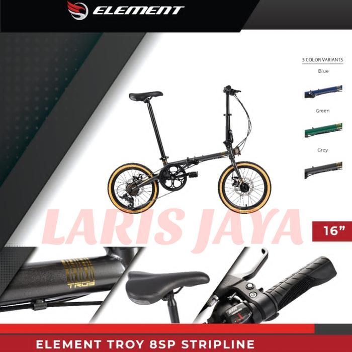SEPEDA LIPAT ELEMENT TROY 8S FOLDING BIKE 16 INCH ELEMENT TROY 8 SPEED - Abu-abu