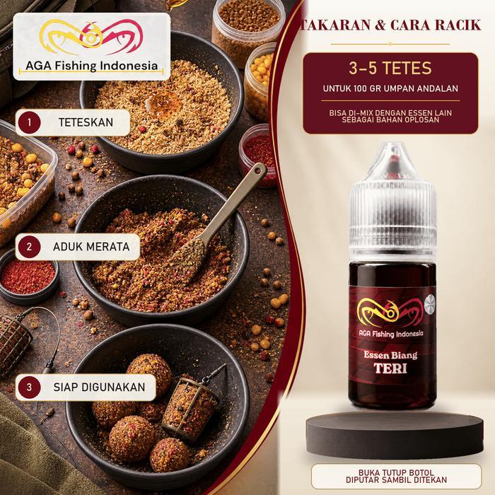 AGA Fishing Essen Biang Aroma TERI Super Pengumpul Ikan Campuran Umpan Pancing 10ml dan 30ml