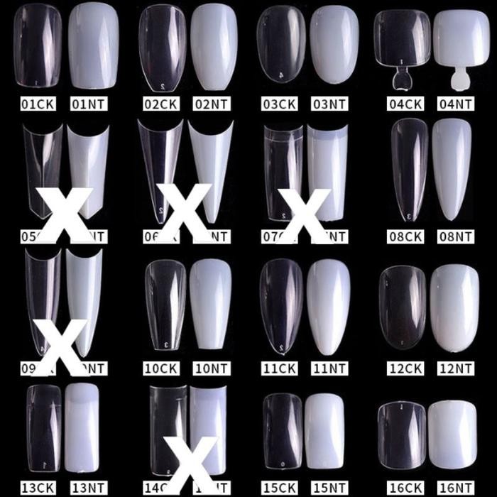 500Pcs Kuku Palsu Stiletto Pengantin Panjang Pendek Nail Art Fake Nail Bening Polos Extention Half