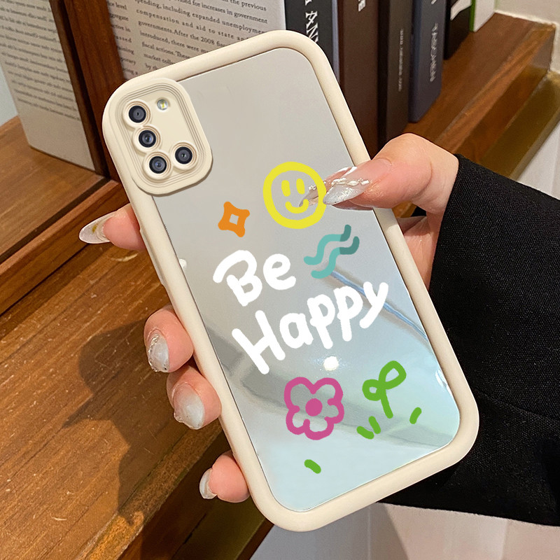 Casing Hp Untuk Samsung Galaxy A31 Case Mood yang baik Kasing Mirror Cesing Akrilik Silikon Softcase