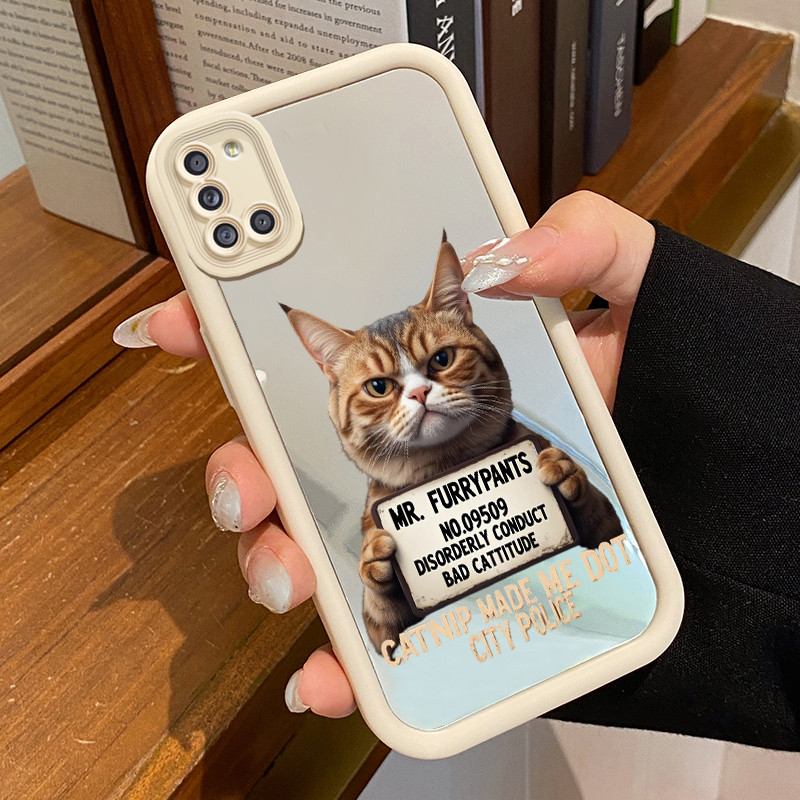 Casing Hp Untuk Samsung Galaxy A31 Case Foto kucing Kasing Mirror Cesing Akrilik Silikon Softcase Ce