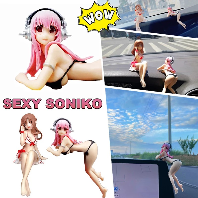 Sexy Suupaa Soniko Bunny Girl Girls Car Ornaments Cartoon Kawaii Anime Statue Car Dashboard Sexy Dol