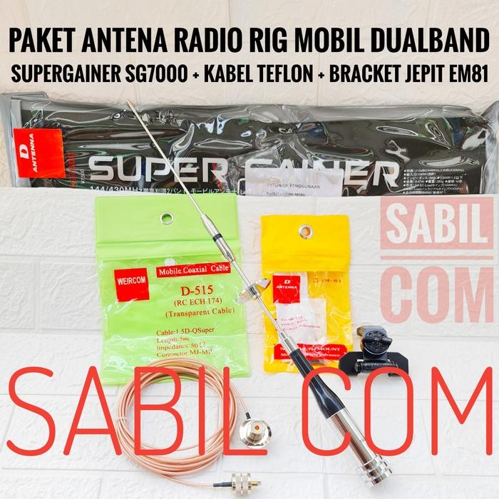 PAKET ANTENA RADIO RIG MOBIL SUPERGAINER SG7000 KABEL BRACKET RIG MINI
