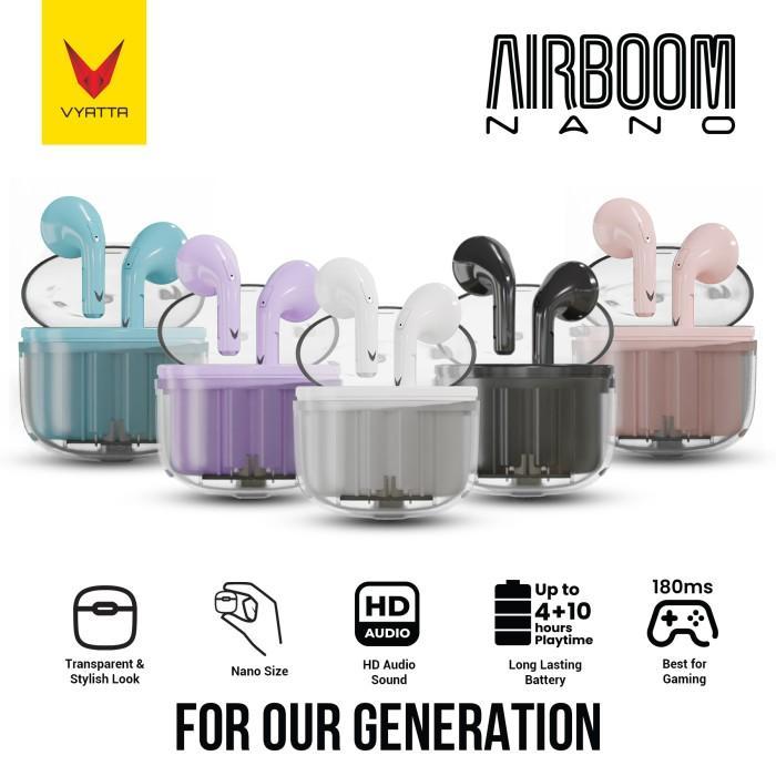 VYATTA AIRBOOM NANO TWS BLUETOOTH HEADSET TRANSPARENTCASE FS