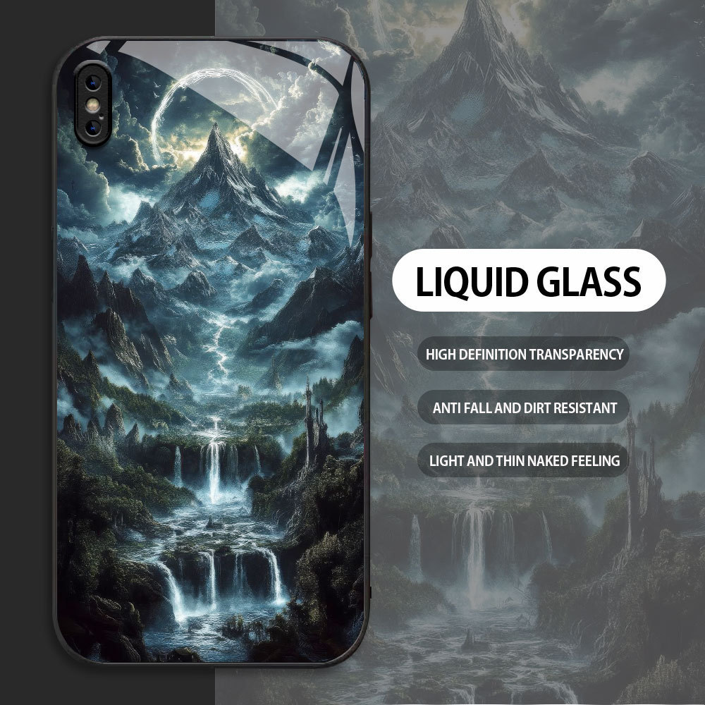 For Apple iPhone X XR XS MAX Casing Handphone  Mitologi Nordik - Jotunheim Glass kesing Phone Case e