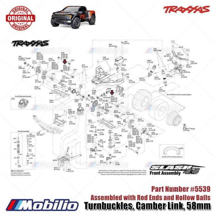 Traxxas Part #5539 Camber Links 58Mm Assembled With Rod Ends And Hollow Balls For Rc Ford Raptor