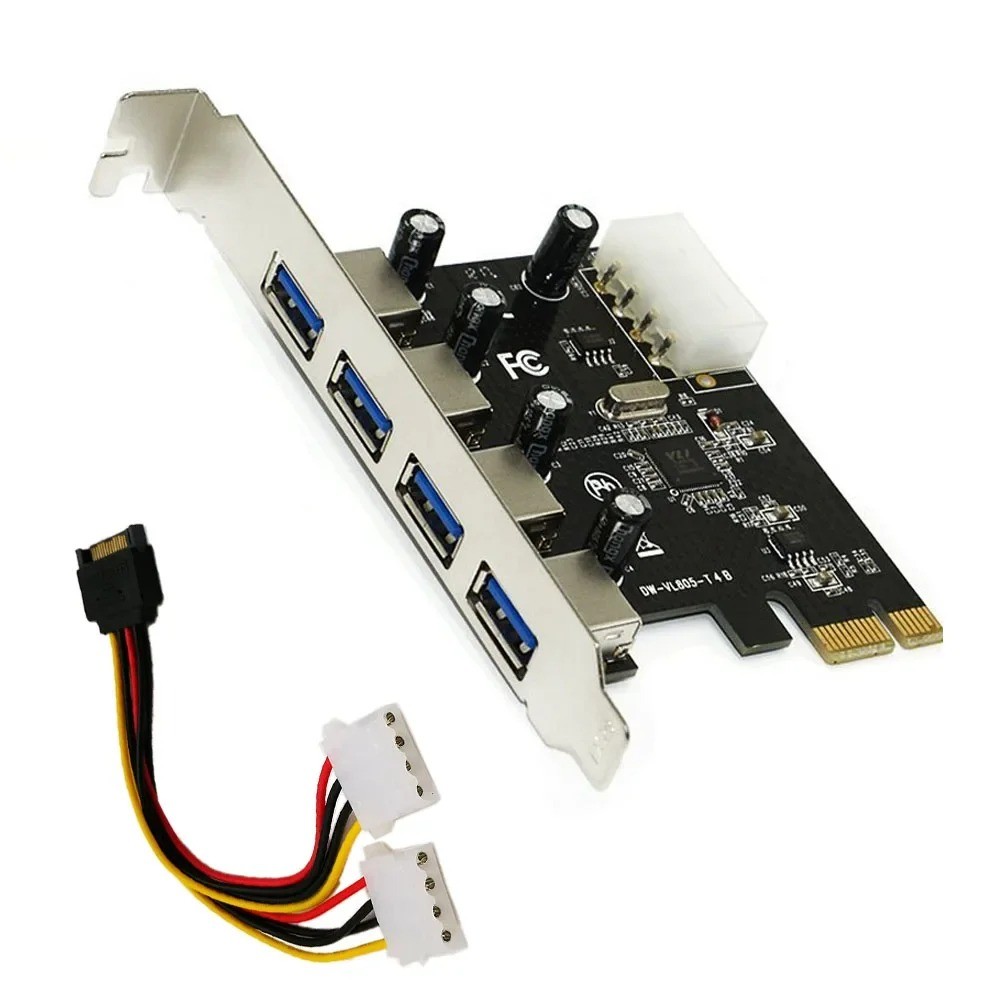 4 Port PCIE To USB 3.0 Expansion Card PCI Express Adapter Pcie Card 4-Port USB 3.0 With 15 Pin Sata