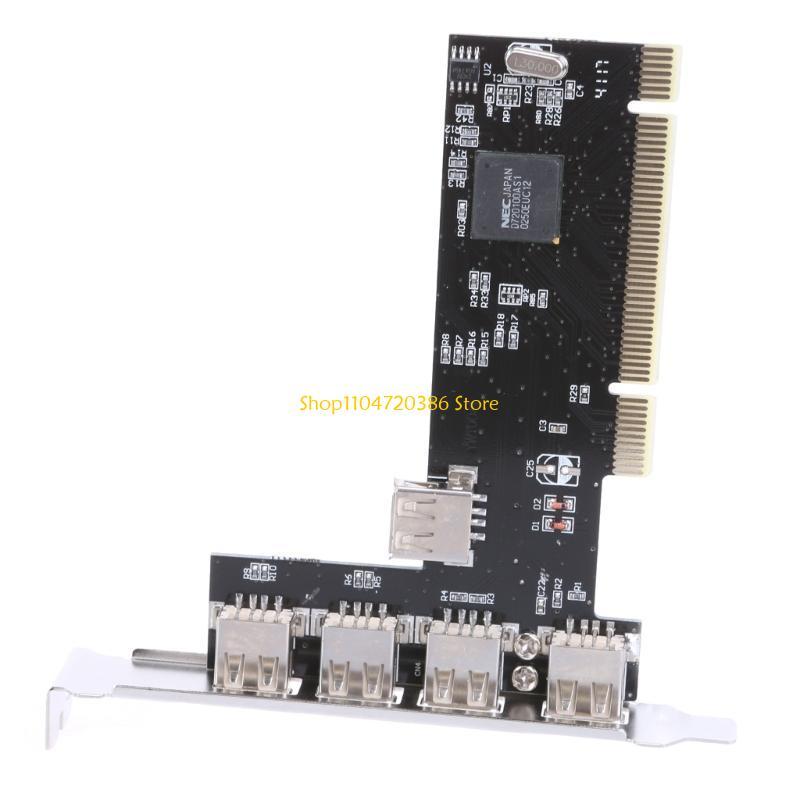 PCI Adapter Card Internal 4 Port USB 2.0 480Mbps High Speed Via Hub Pci to USB Controller Card for
