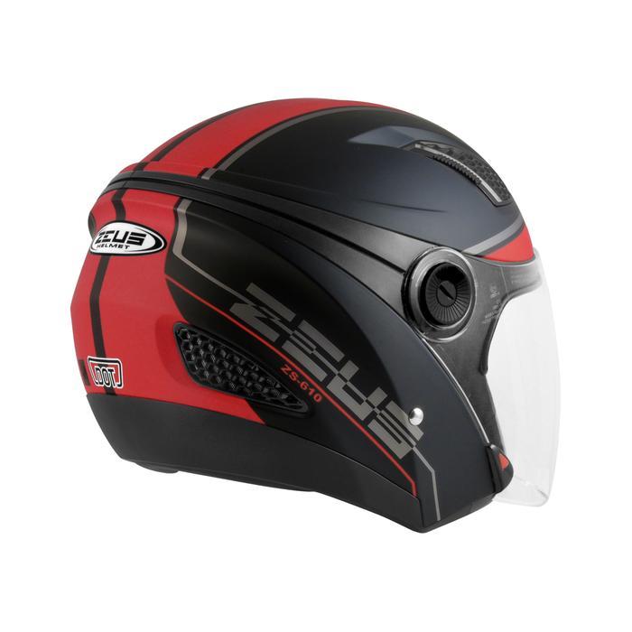 ZEUS ZS 610 MBLK 0017 RED DOFF HALF FACE DOUBLE VISOR HELMET