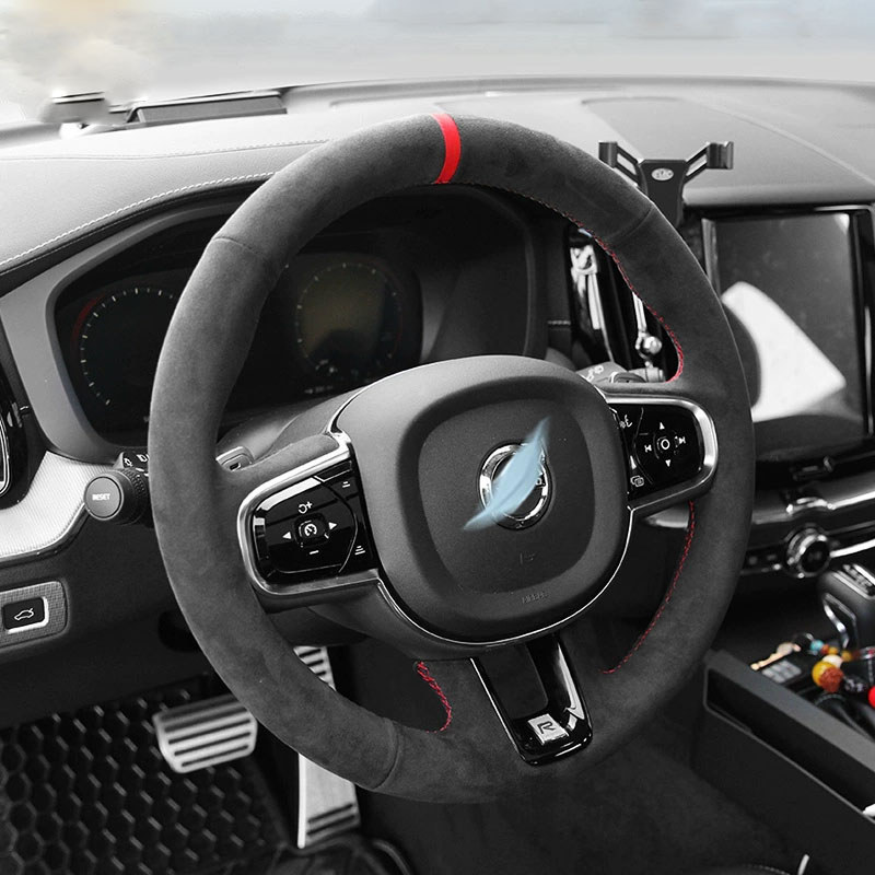DIY Hand Sewing Car Steering Wheel Cover for XC60 XC40 XC90 S60 S90 V60 V90 S80 Car Suede Interior A