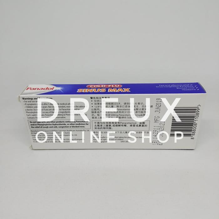 [Import] Panadol Sinus Max Cold+Flu Non-Drowsy (1 Box = 12 Caplets)