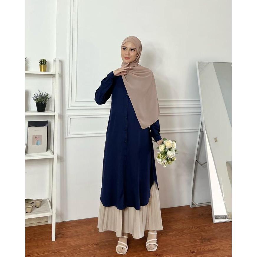 olfc- Elmiza - Ciara Tunik Bahan Premium Rayon Twill Long Tunik Daily Kantor Kuliah Full