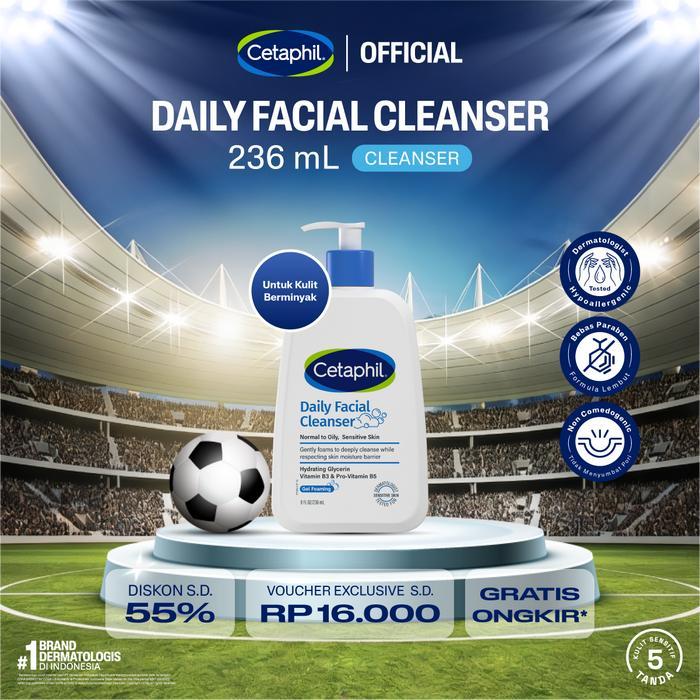 Pembersih Wajah Harian 236ml dengan Hydrating Glycerin, Panthenol, Niacinamide untuk Meminimalkan Ta