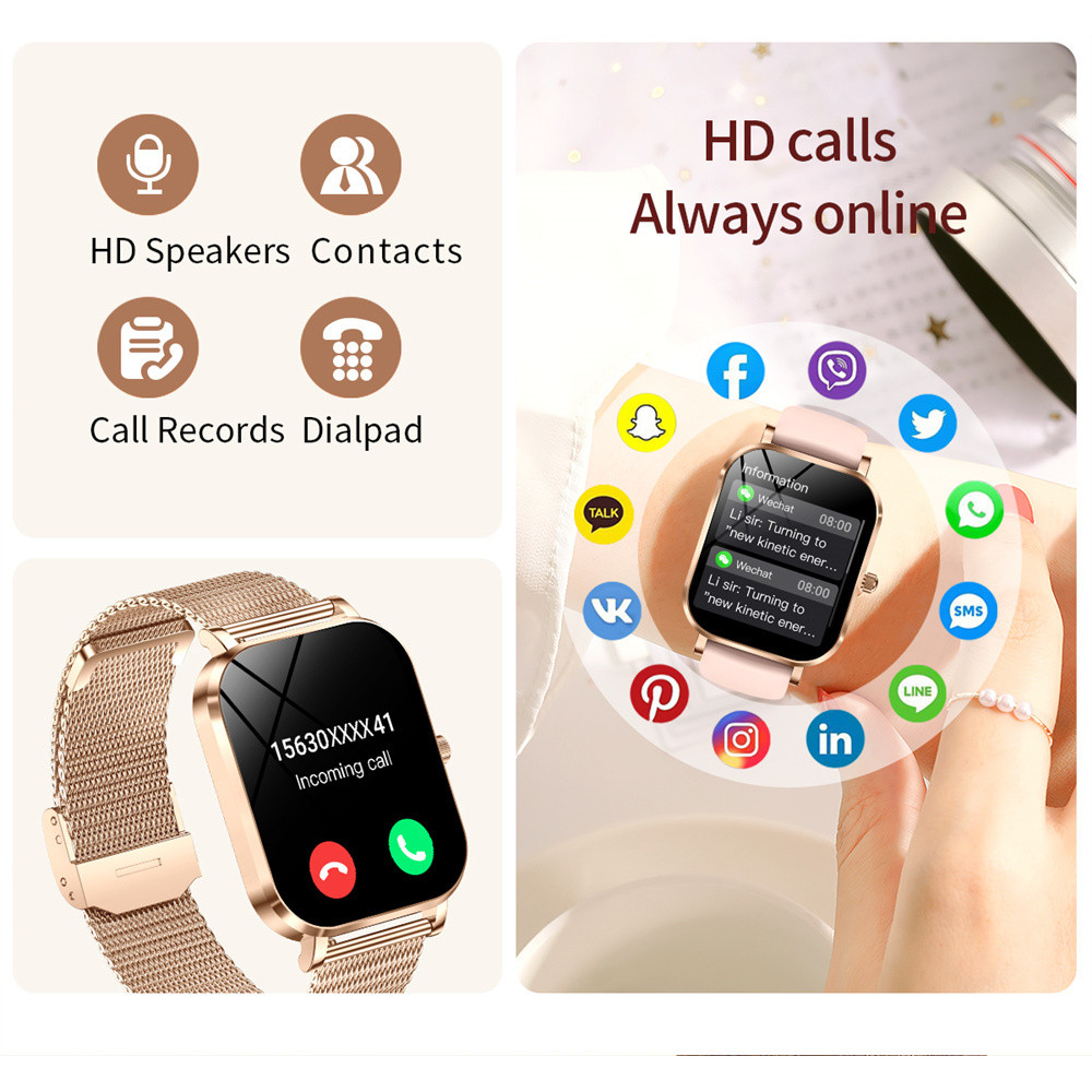 Women Fashion Smart Watch Bluetooth Calling MK90 Wristwatch Health Monitoring Sports Fitness Tracker