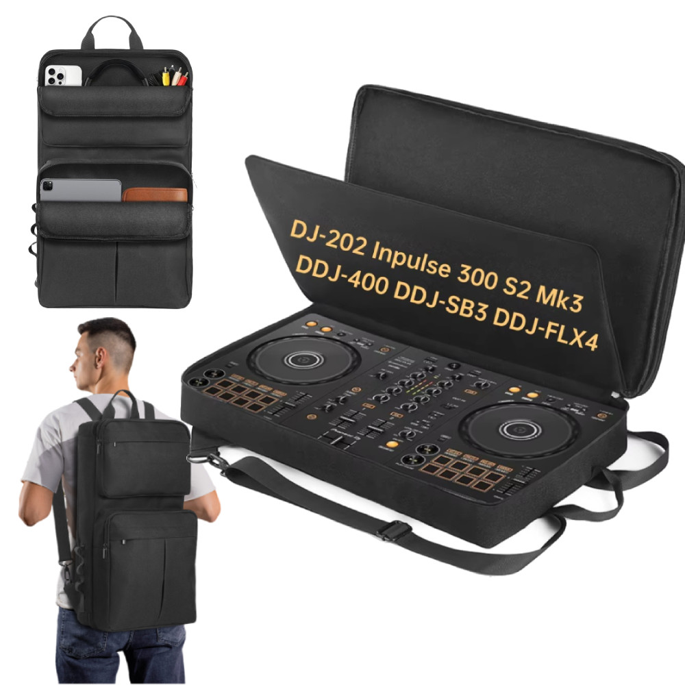 DJ Backpack Pioneer DDJ-400 DDJ-SB3 DDJ-FLX4/Roland DJ-202/Hercules Inpulse 300 DJ Controller Case