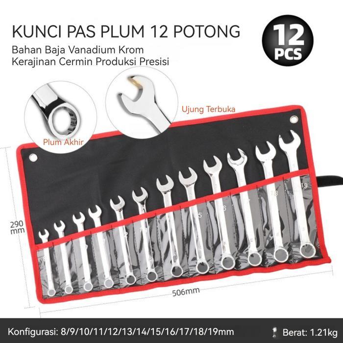Tekiro Tools Store - Tool Kunci Ring Set 14 Pcs 8-24Mm Kunci Pas Kunci Pas Serbaguna Set/Lengkap