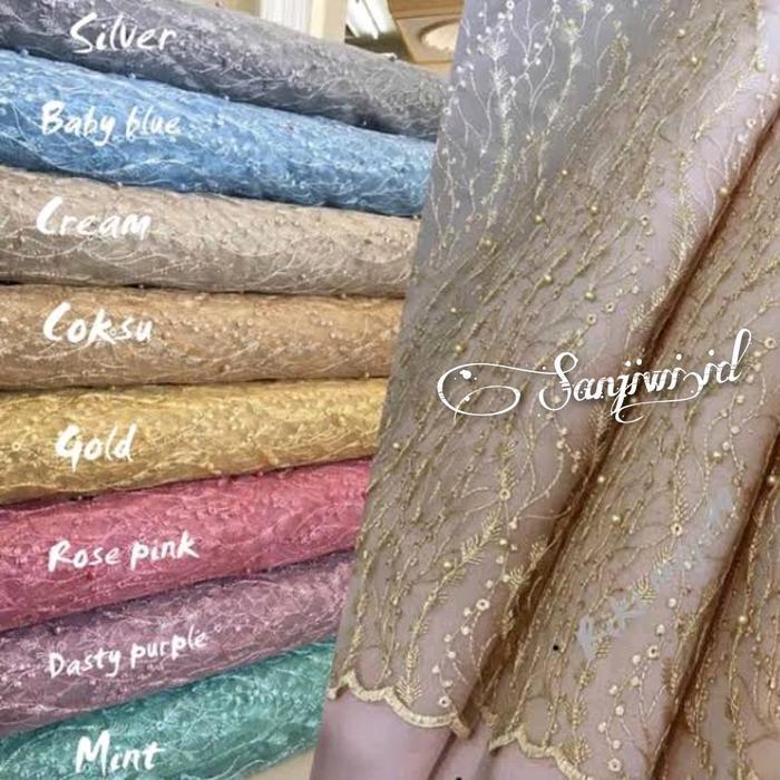 NEW Kain Tile Akar Mutiara Glitter/ Bahan Brokat Meteran