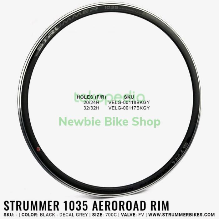 TERBARU Rims Velg Strummer Aeroroad 1035 hole 20 24 CNC rims 700c Brakeline