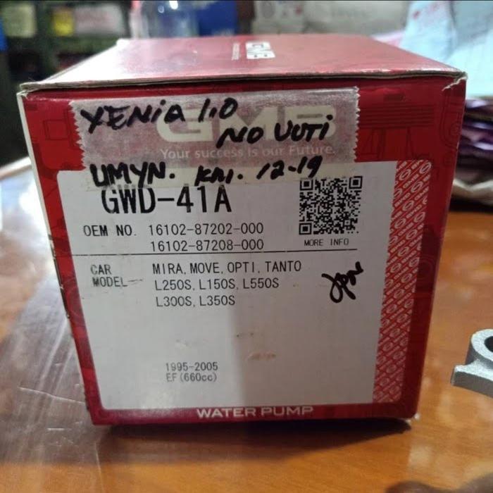 WATER PUMP DAIHATSU XENIA 1000CC  BELUM VVTI GMB JAPAN GWD-41A