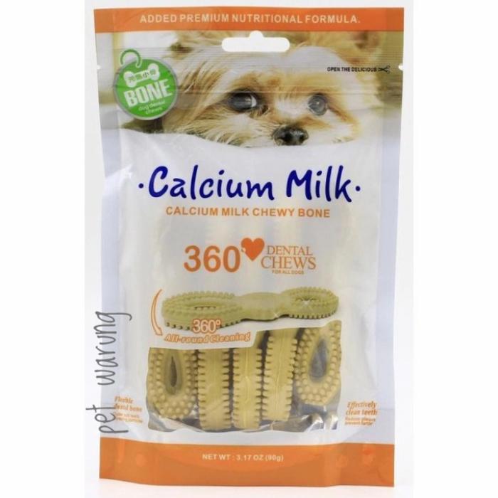 Promo Spesial Snack Anjing 360 Dental Chews Calcium Milk - Dog Treats Dental Bone