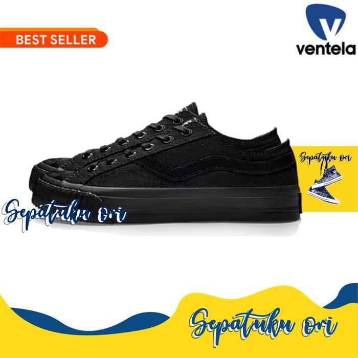 Sepatu Ventela Public Suede Low All Black Full Black Original