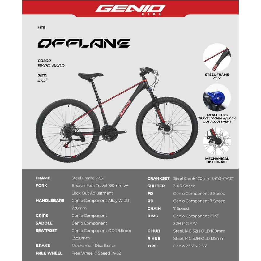 READY SEPEDA GUNUNG 27.5" GENIO M702 REM HYDRAULIC / GENIO M703 10 SPEED FRAME ALLOY / MTB 20 26