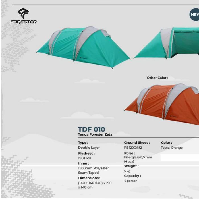 READY Tenda Forester Tdf010 - Tenda Zeta - Tenda Camping Dome 4 PERSON
