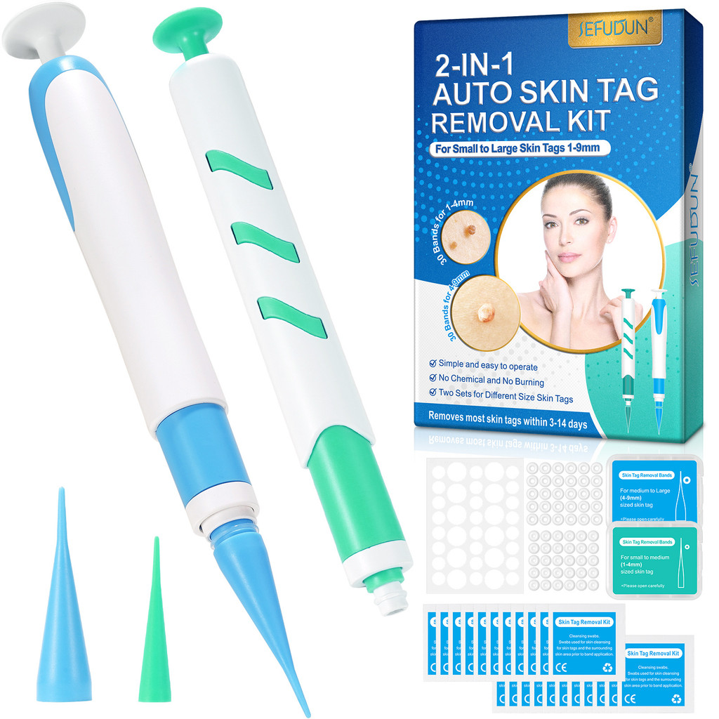 2IN1 Auto Skin Tag Removal Tool Kit Painless Skin Label Mole Ae rt Removal Pen with leansing Sbs