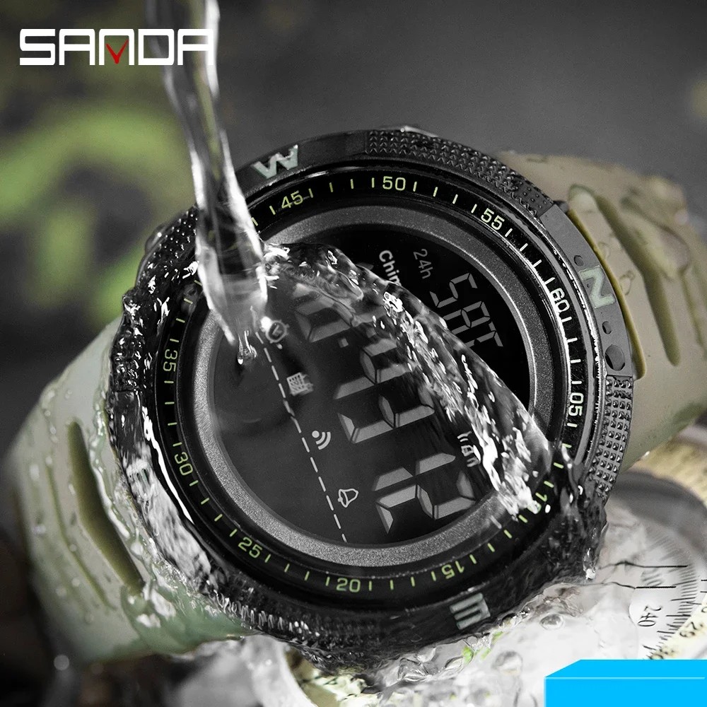 SANDA 6014 Countdown Waterproof Digital Mens Wristwatches Military Sport Watch for Men Clock
