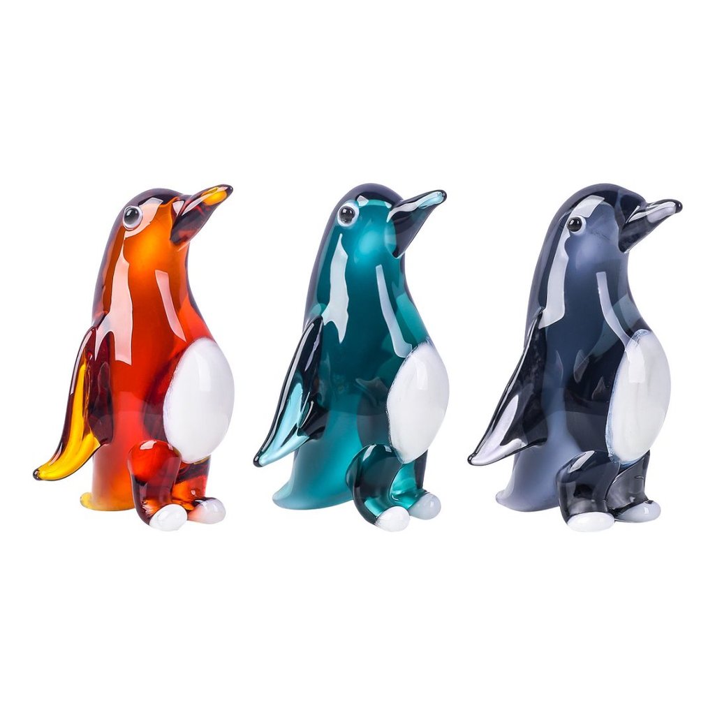 Crystal Mini Penguin Figurine Collectible Handmade Blown Glass Penguin Animal Sculpture Ornament