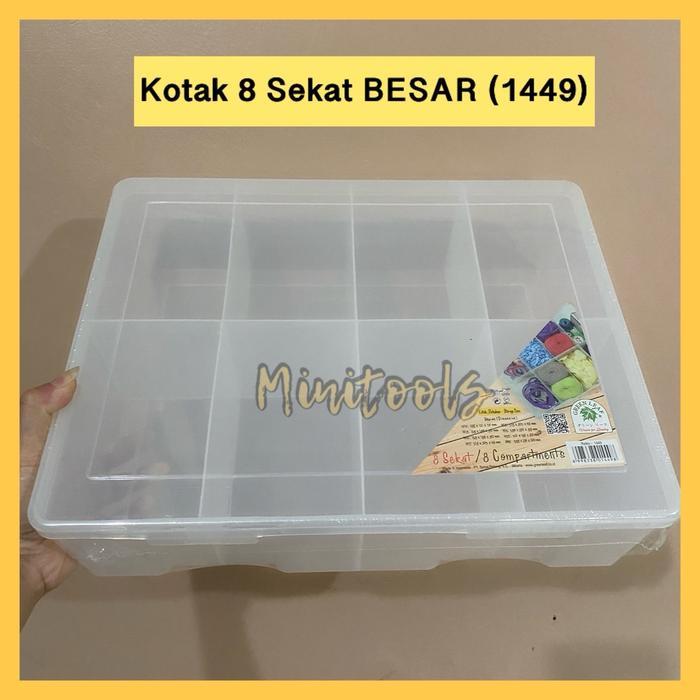 Kotak Plastik 8 Sekat Besar / Kotak Benang Besar / Green Leaf 1449