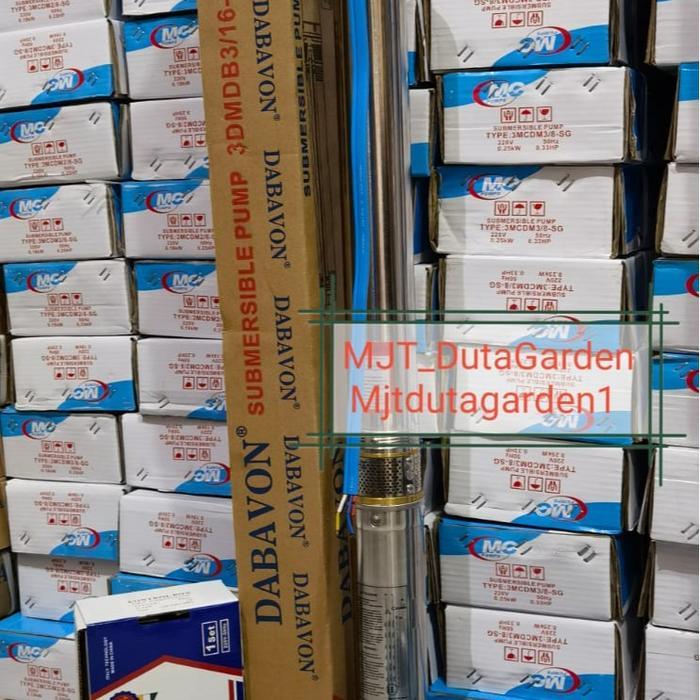 Pompa Satelit 3” DABAVON 0.75HP 550watt 3DMDB 3/16 + kabel biru MIKA 50mtr (belum tersambung)