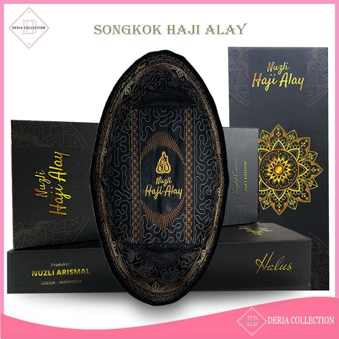 TERMURAH Peci Songkok Hitam HAJI ALAY DELUXE AC Tinggi 7 8 9 10 Premium Sholat Bludru Ukuran Anak